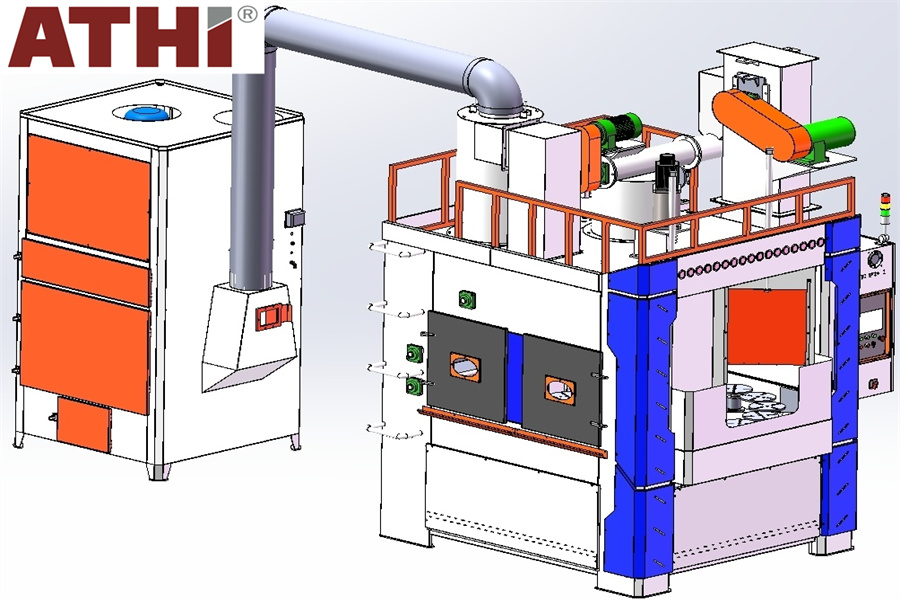 AT1820T8-12 Авто. пескоструйный кабинет непрерывного действия с поворотными столами