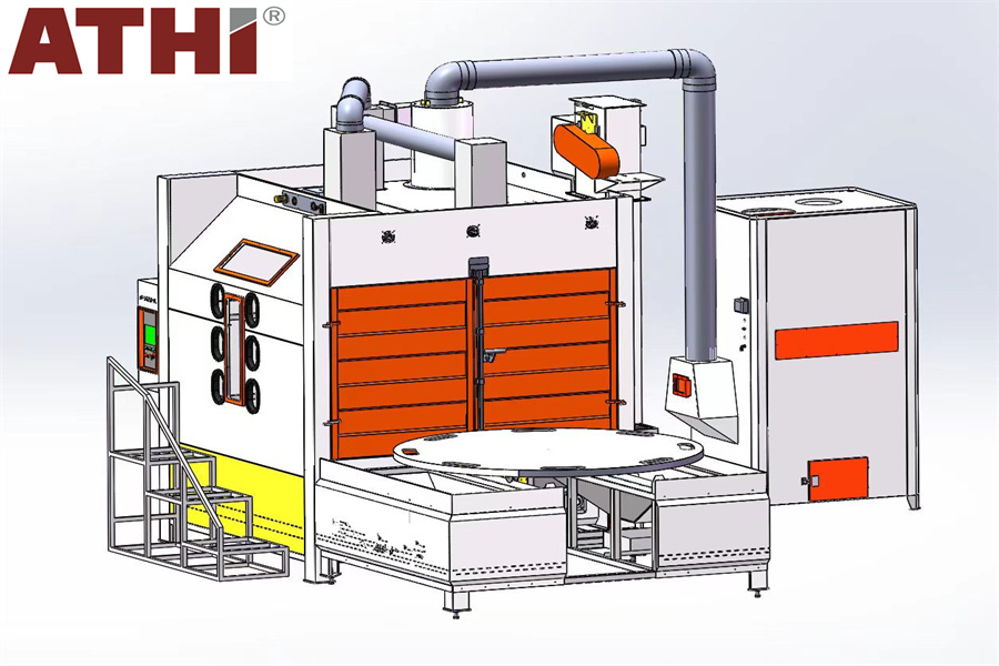 Пескоструйный кабинет AT-2020T-1D с ручной тележкой и поворотным столом